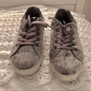 Grey velvet sneakers